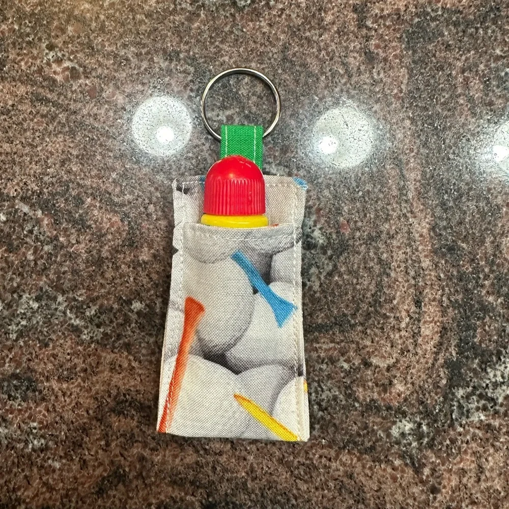 Handmade lip balm holder keychain- golf design